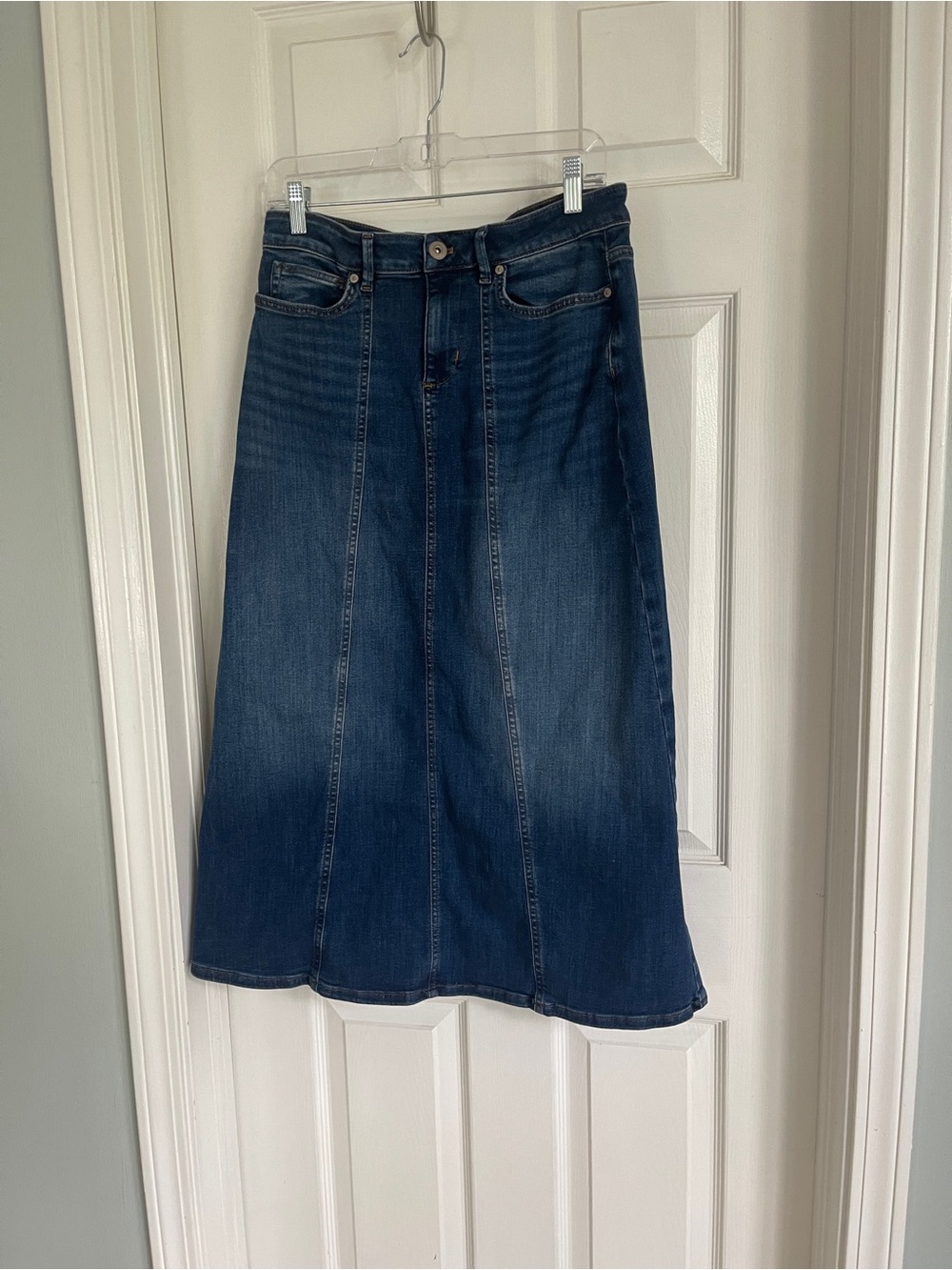 J. Jill Dark Blue Denim A-Line Midi Skirt